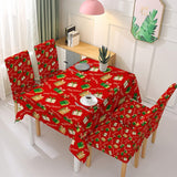Waterproof Christmas Tablecloth And Chair Cover Elastic Santa Claus Rectangular Dinning Table Cover Cloth for Party Events Decor